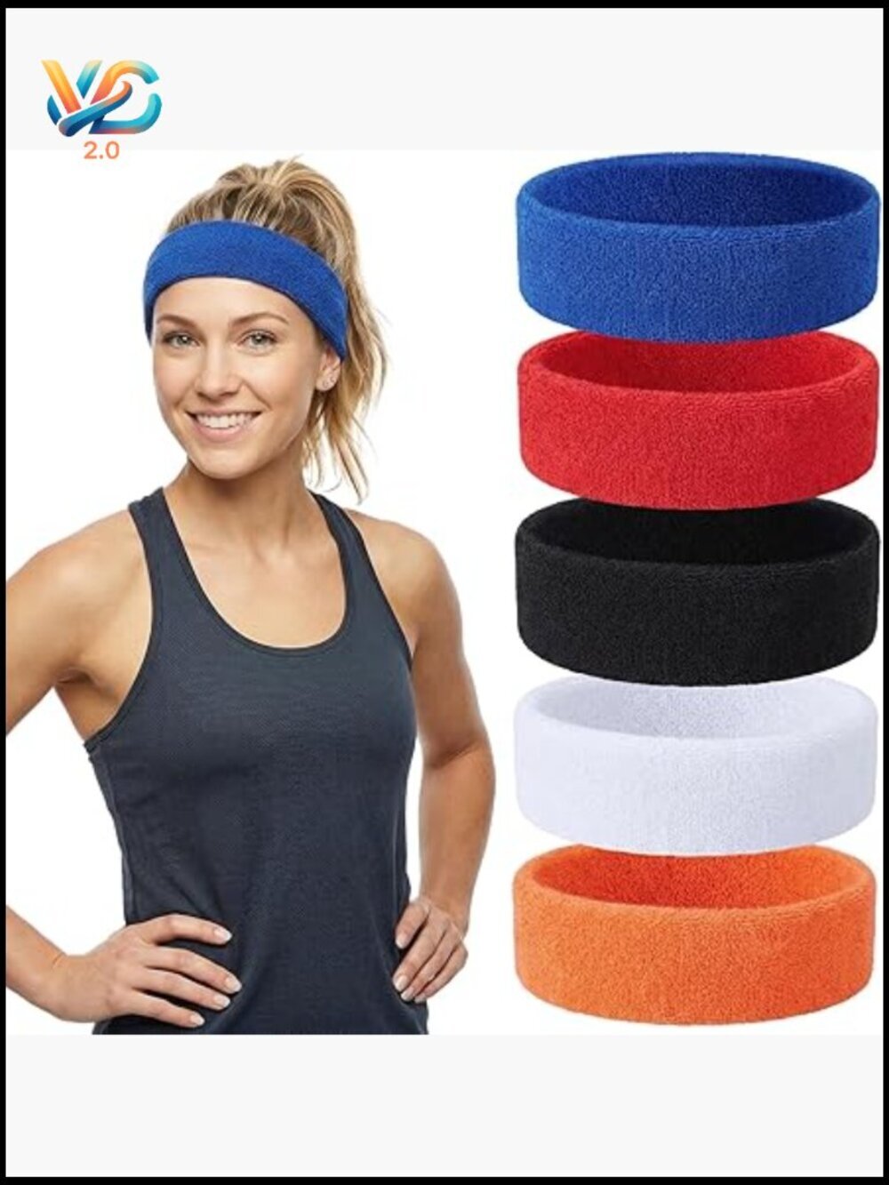 5 Pack Sport Sweat Headbands Elastic Hair Bands for Running Basketball Gym